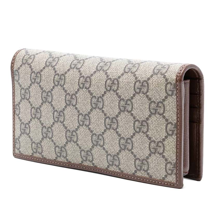 Gucci GG Supreme Horsebit 1955 Wallet On Chain Brown Canvas Good condition - Back View