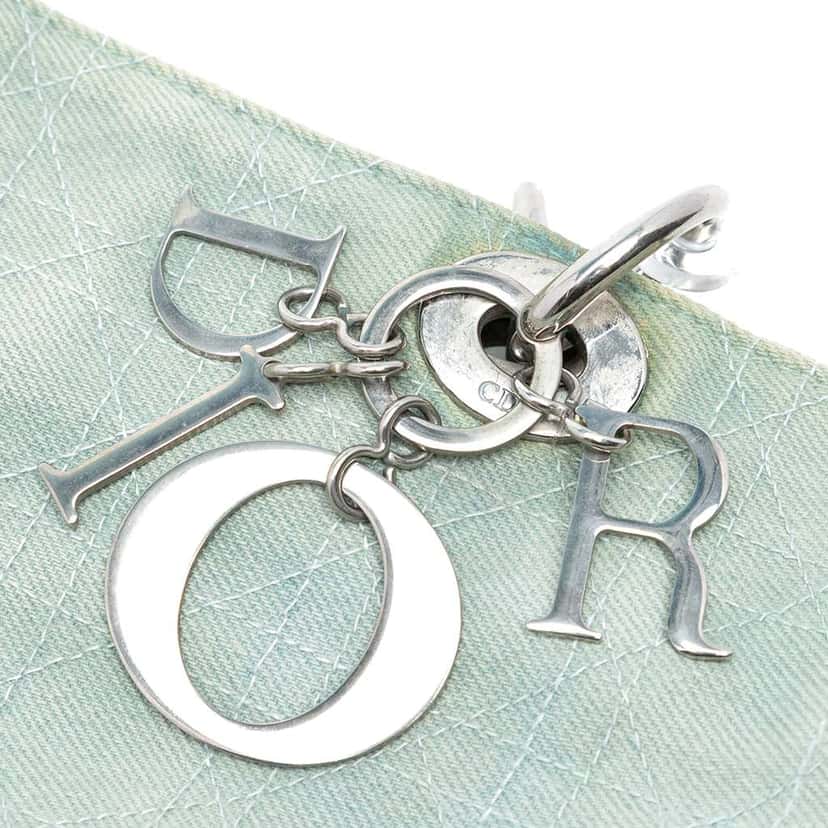 Dior Large Denim Cannage Acrylic Handles Lady Dior Blue Denim Good condition - Box View