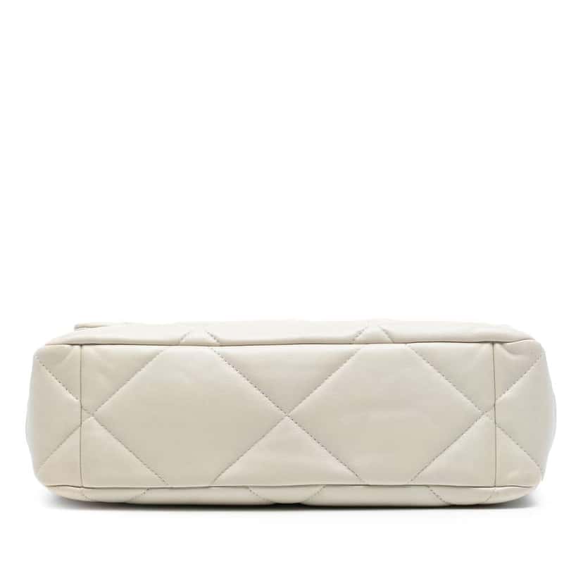 Chanel Large Lambskin 19 Flap White Leather Good condition - Inside View