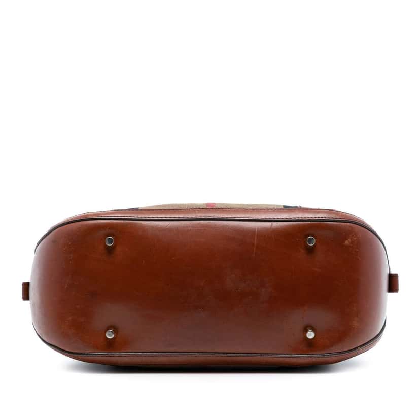Burberry Small Leather Trimmed House Check Canvas Bridle Orchard Satchel Brown Canvas Good condition - Inside View