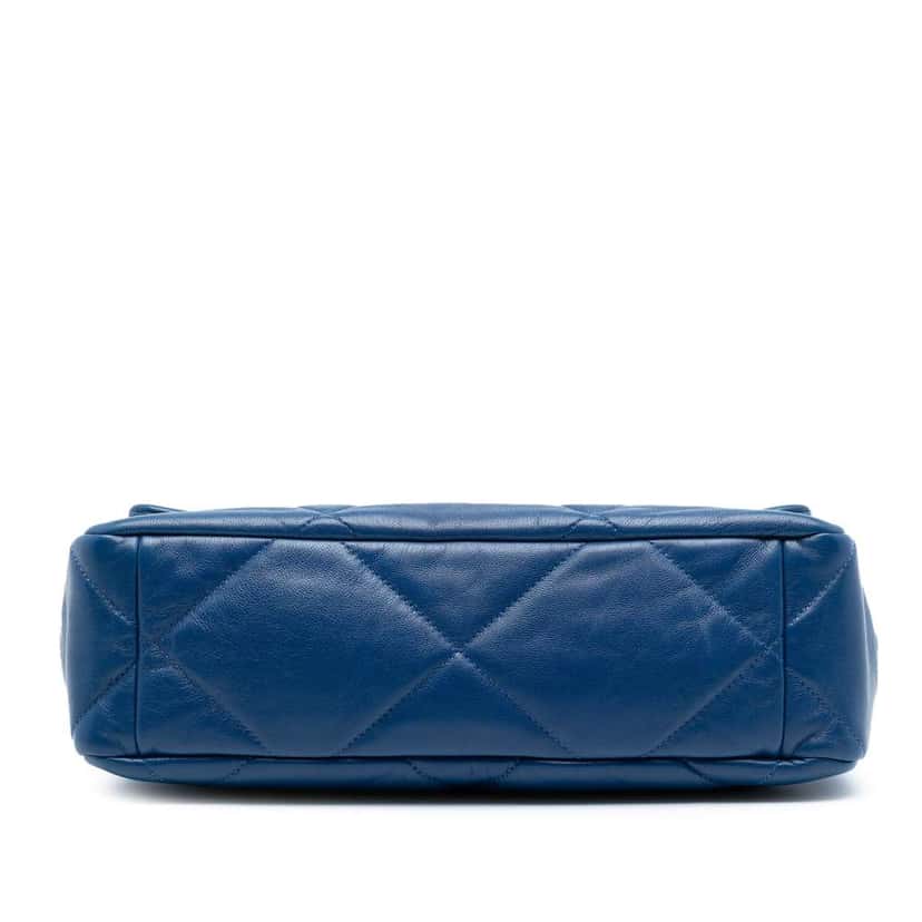 Chanel Large Lambskin 19 Flap Blue Leather Good condition - Inside View