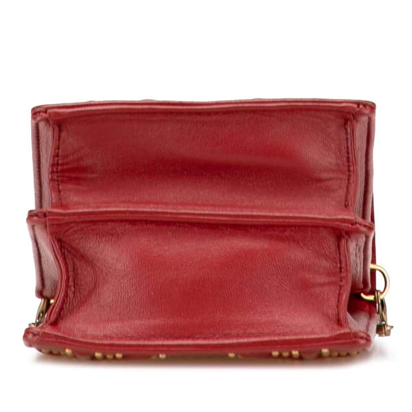 Dior Studded Lambskin Vertical Diorama Crossbody Red Leather Very good condition - Inside View