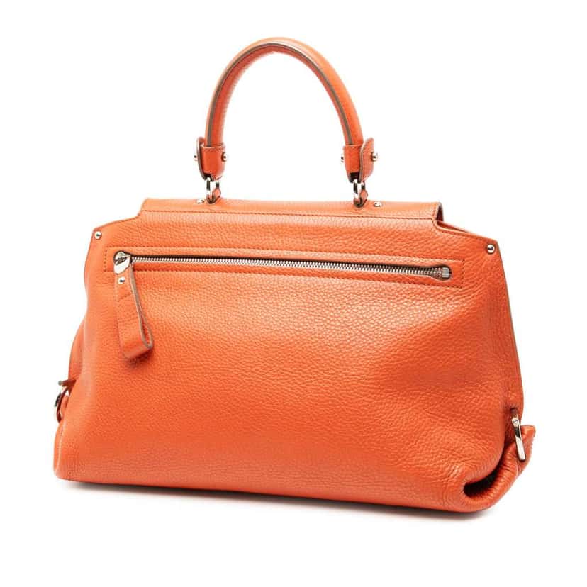 Salvatore Ferragamo Medium Leather Gancini Sofia Satchel Orange Leather Good condition - Back View