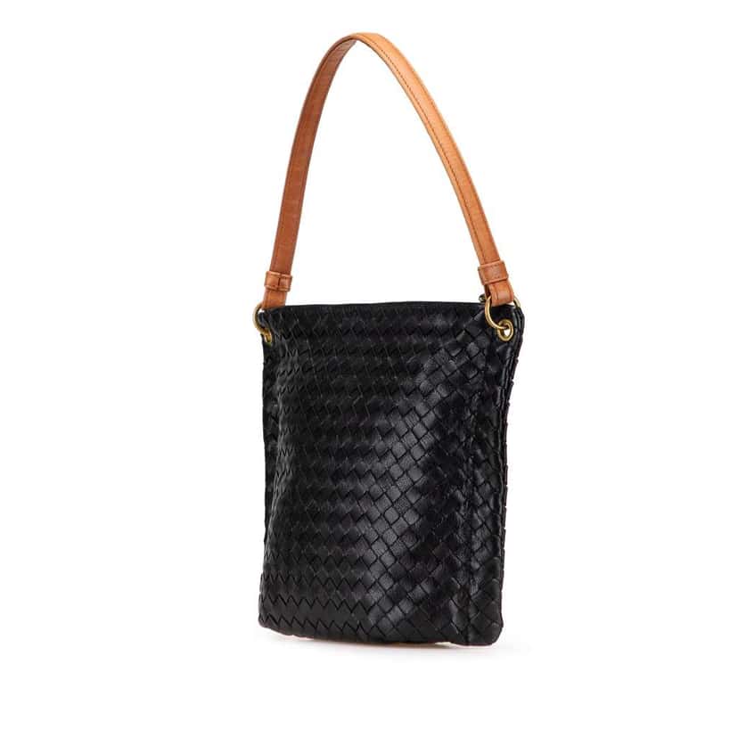 Bottega Veneta Nappa Intrecciato Shoulder Bag Black Leather Good condition - Back View
