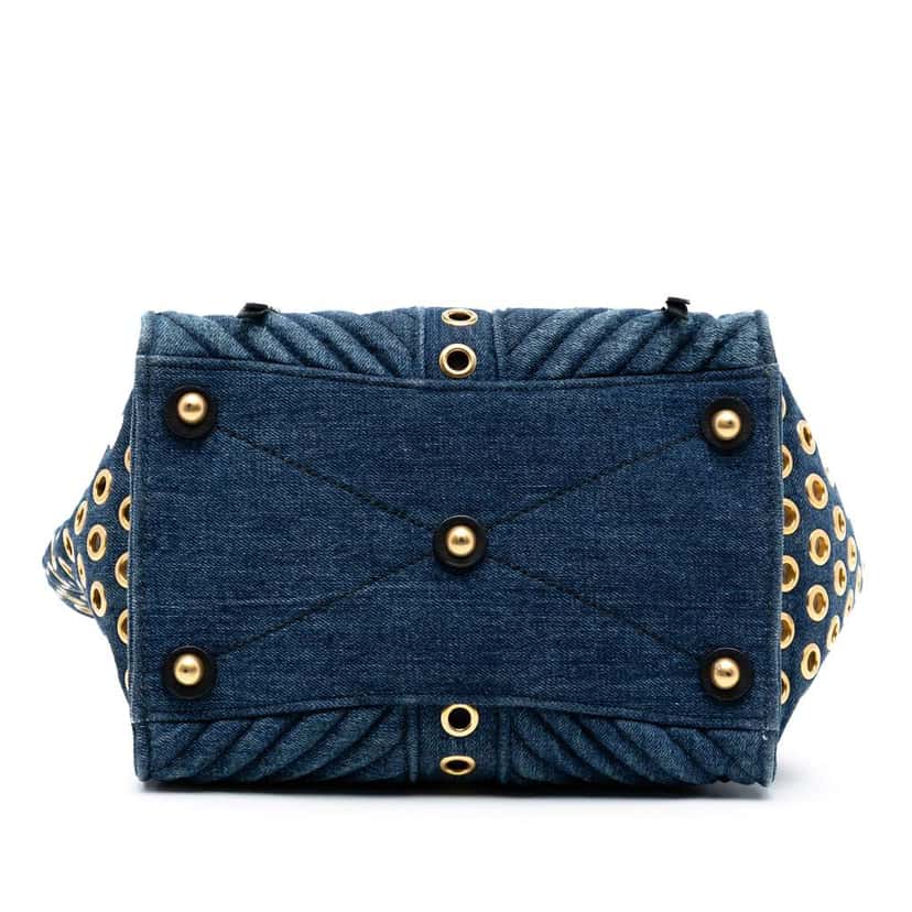 Miu Miu Denim Grommet Biker Twin Pocket Tote Blue Denim Good condition - Inside View
