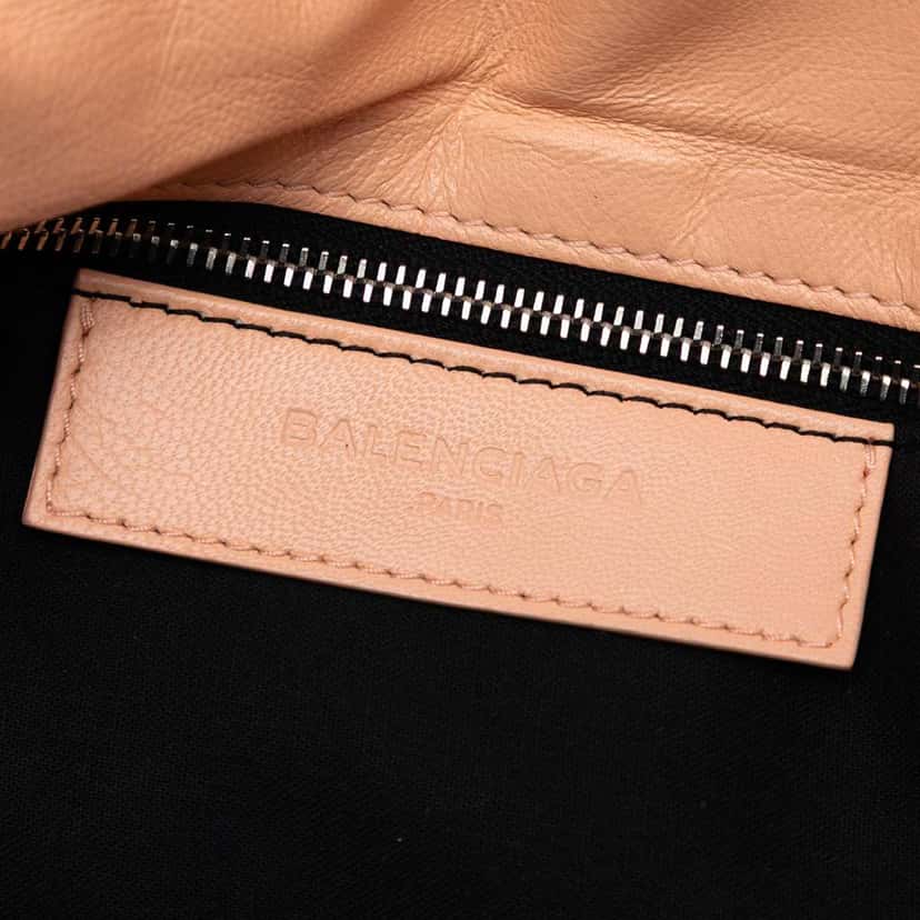 Balenciaga Chevre Motocross Classic Metallic Edge Envelope Clutch with Strap Pink Leather Good condition - Box View