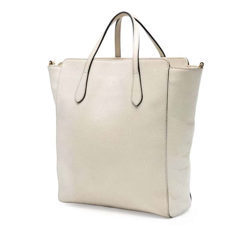 Gucci Leather Swing Convertible Tote White Leather Fair condition - Back View