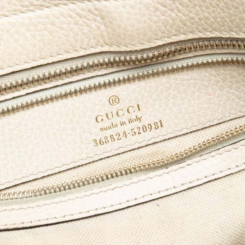 Gucci Leather Swing Convertible Tote White Leather Fair condition - Box View