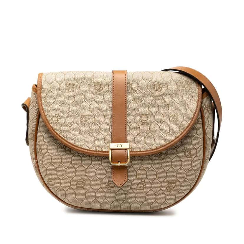 Dior Honeycomb Coated Canvas Crossbody Brown Canvas Good condition - Front View