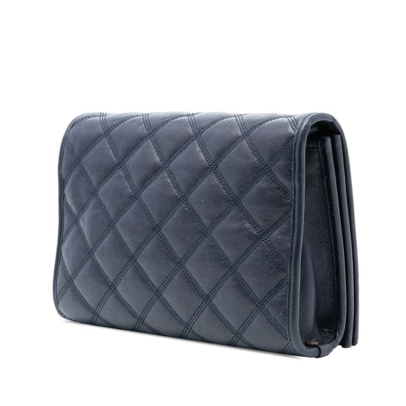 Saint Laurent Mini Quilted Lambskin Becky Chain Shoulder Bag Black Leather Good condition - Back View