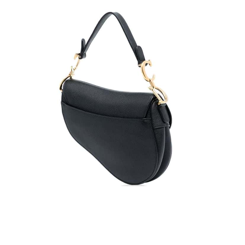 Dior Mini Grained Calfskin Saddle Bag Black Leather Good condition - Back View