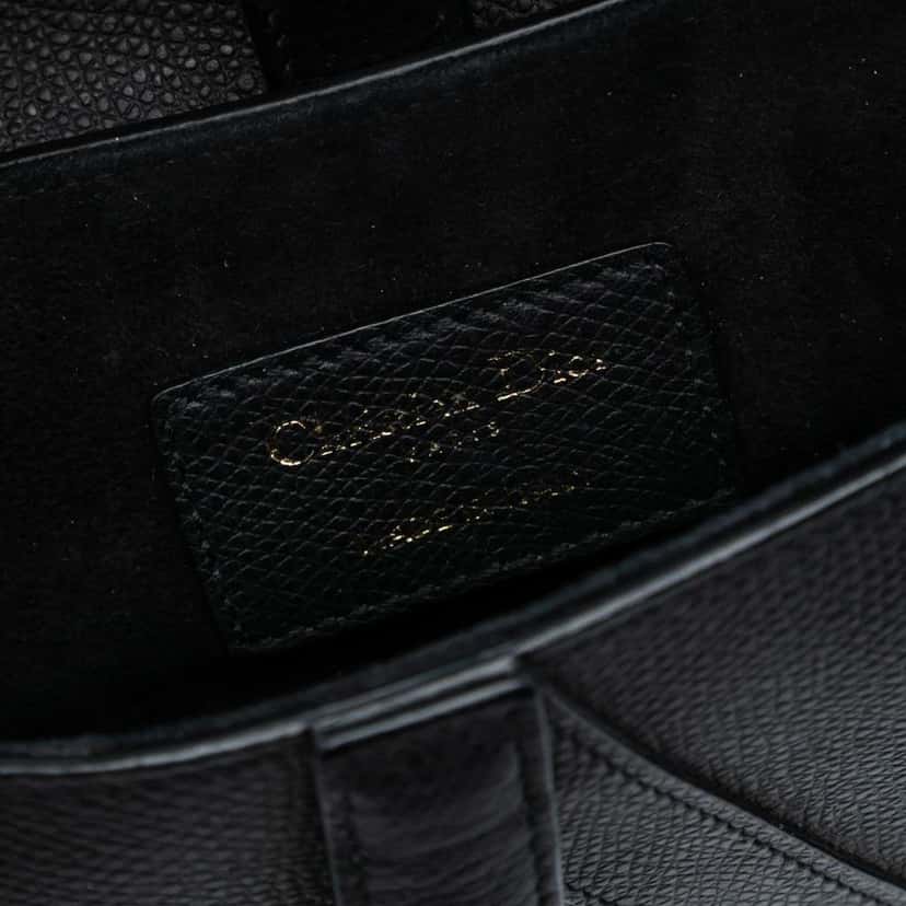 Dior Mini Grained Calfskin Saddle Bag Black Leather Good condition - Box View