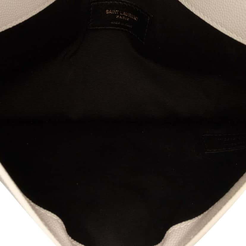 Saint Laurent Grain De Poudre Uptown Pouch White Leather Good condition - Model View
