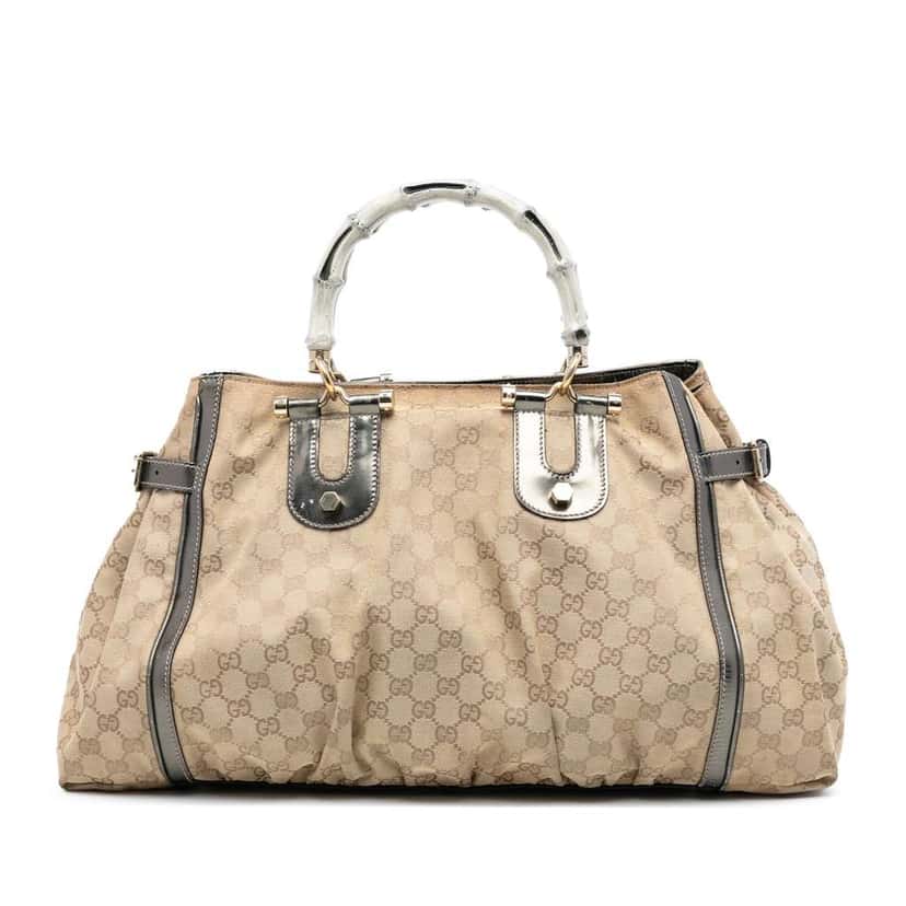 Gucci GG Canvas Bamboo Dialux Pop Tote Brown Canvas Good condition - Front View