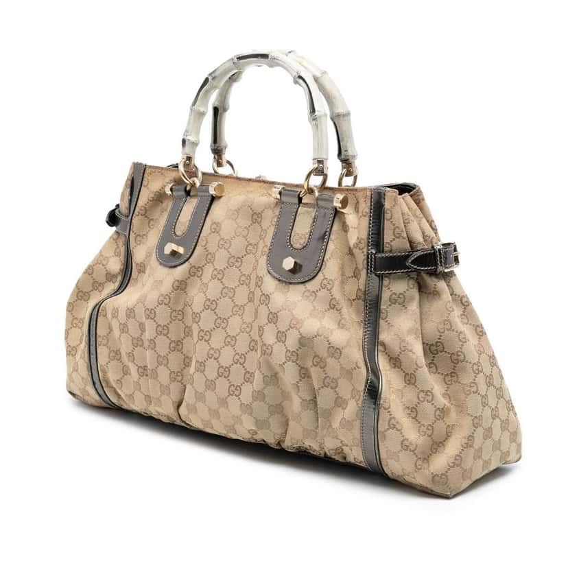 Gucci GG Canvas Bamboo Dialux Pop Tote Brown Canvas Good condition - Back View