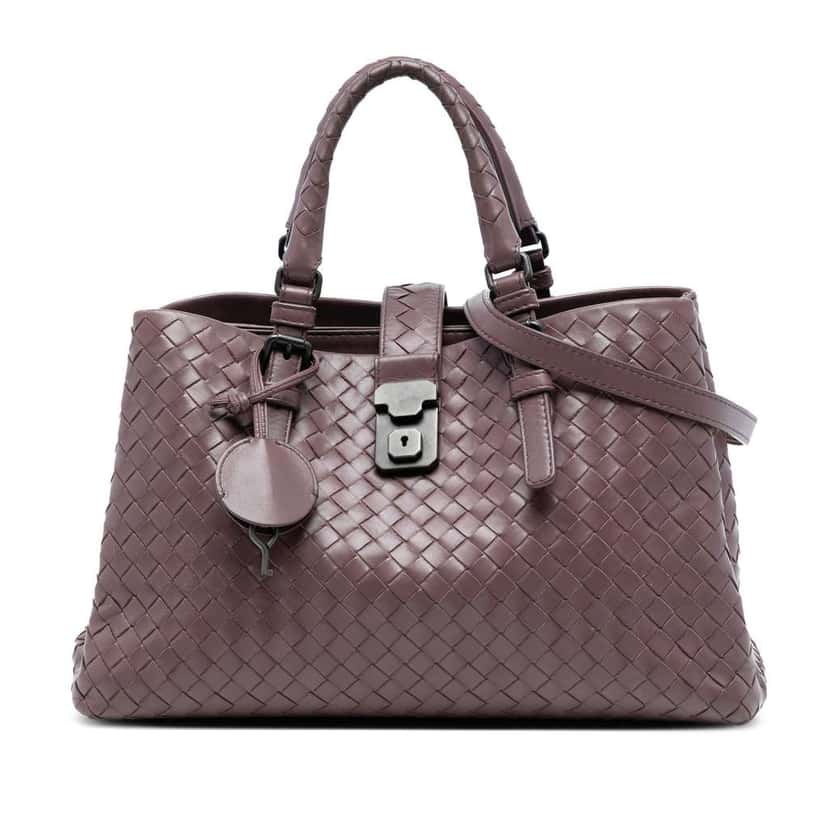 Bottega Veneta Small Nappa Intrecciato Roma Satchel Red Leather Good condition - Front View