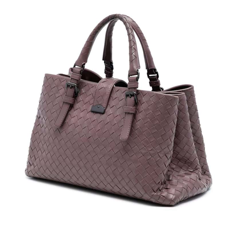 Bottega Veneta Small Nappa Intrecciato Roma Satchel Red Leather Good condition - Back View