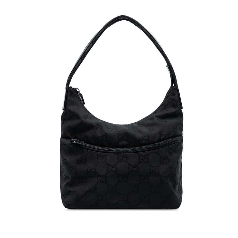 Gucci GG Canvas Shoulder Bag Black Canvas Good condition - Front View