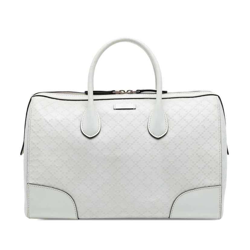 Gucci Medium Diamante Leather Boston Bag White Leather Good condition - Front View