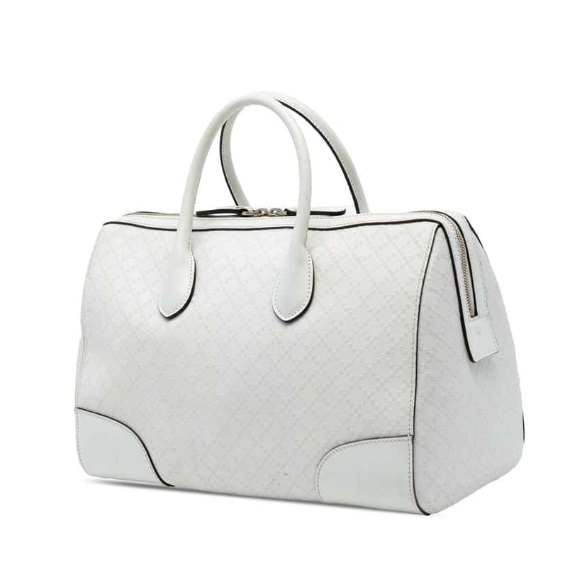 Gucci Medium Diamante Leather Boston Bag White Leather Good condition - Back View