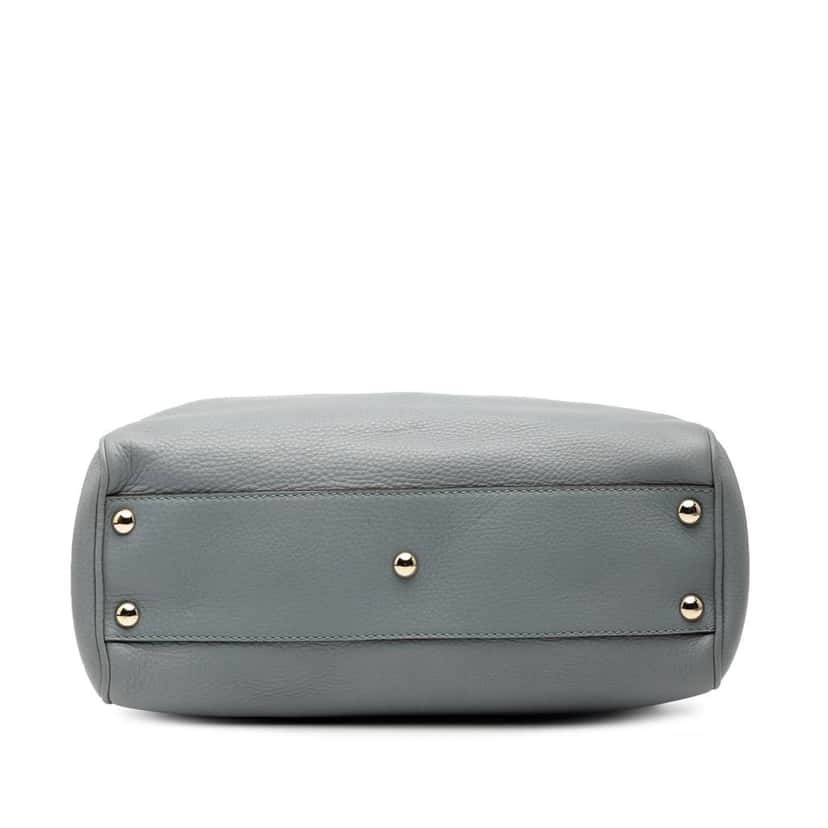 Gucci Small Calfskin Bamboo Shopper Satchel Blue Leather Good condition - Inside View