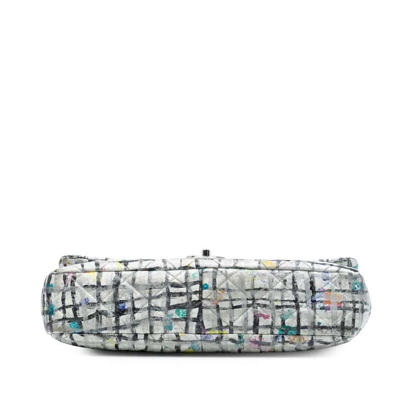 Chanel Medium Calfskin Hand Painted Graffiti Flap White Leather Good condition - Inside View