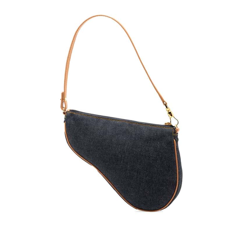 Dior Mini Denim Saddle Pochette Blue Denim Very good condition - Back View