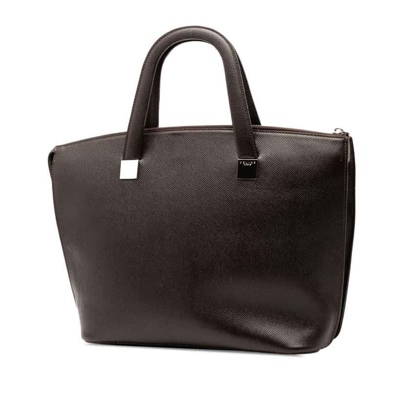 Celine Grained Calfskin Satchel Brown Leather Good condition - Back View