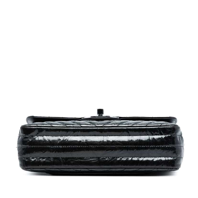 Chanel Small Classic Chevron Patent So Black Double Flap Black Leather Good condition - Inside View