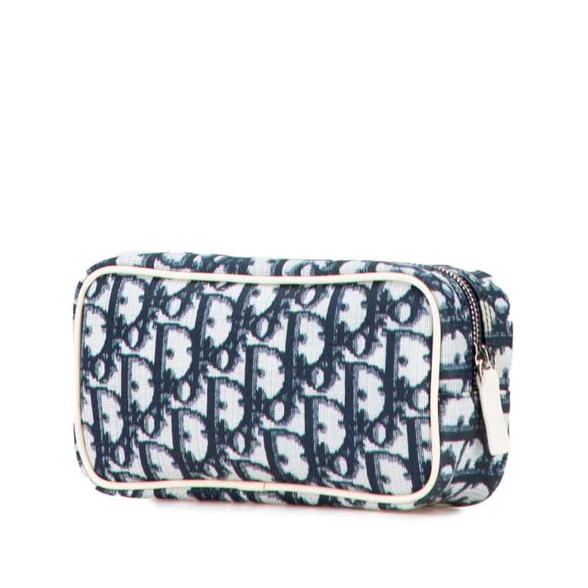 Dior Diorissimo Trotter Canvas Cosmetic Pouch Blue Canvas Good condition - Back View