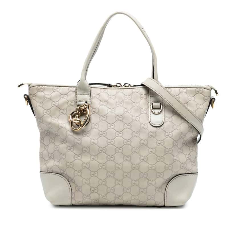 Gucci Guccissima Heart Bit Tote White Leather Good condition - Front View