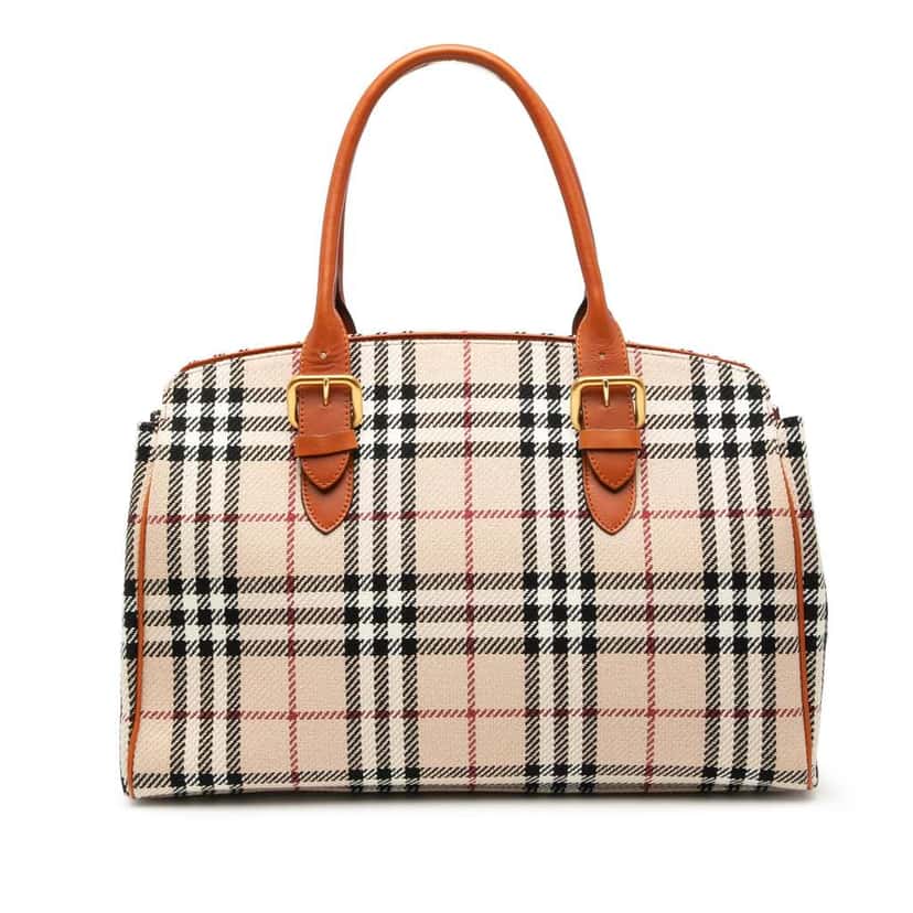 Burberry House Check Wool Tote Brown Wool Good condition - Front View