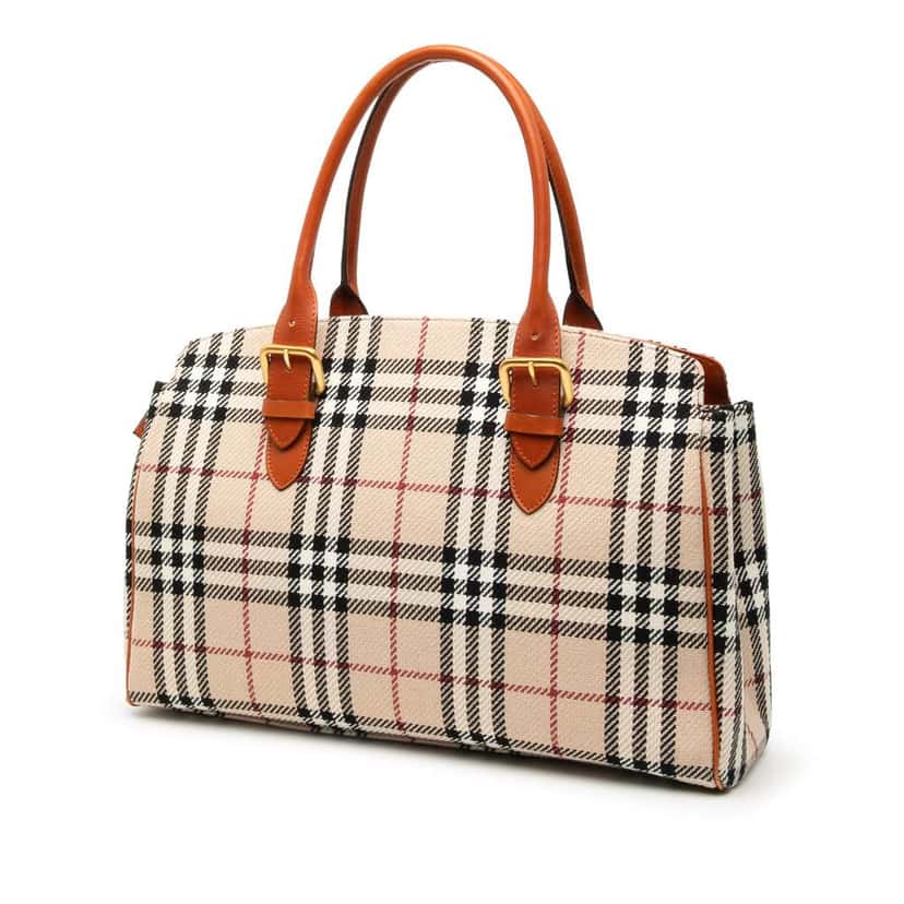Burberry House Check Wool Tote Brown Wool Good condition - Back View