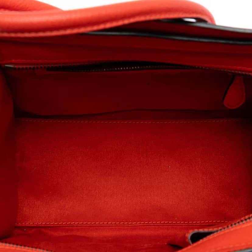 Celine Micro Leather Luggage Tote Red Leather Good condition - Model View