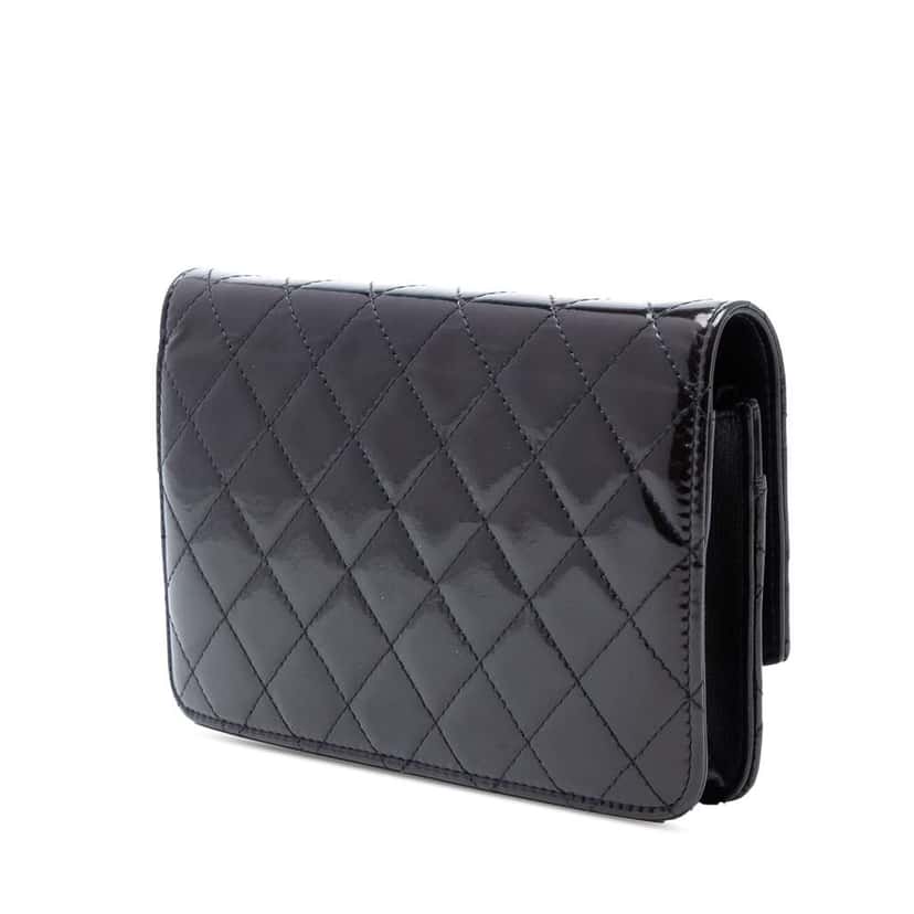 Chanel CC Quilted Patent Brilliant Wallet On Chain Purple Leather Good condition - Back View