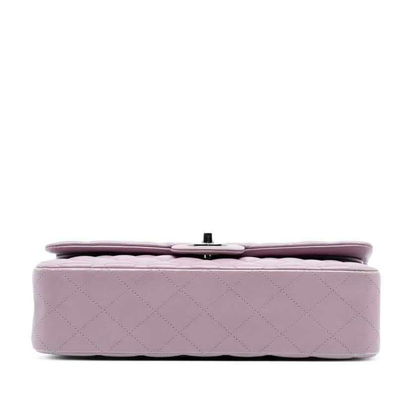 Chanel Medium Classic Lambskin Double Flap Purple Leather Good condition - Inside View