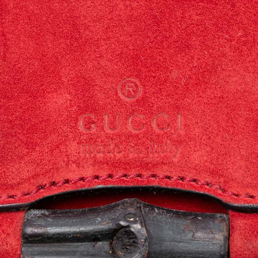 Gucci Small Leather Bamboo Nouveau Fringe Crossbody Red Leather Very good condition - Box View