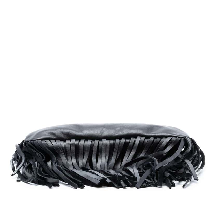 Saint Laurent Calfskin Monogram Fringe Crossbody Black Leather Good condition - Inside View