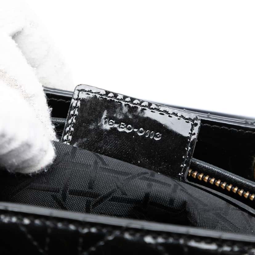 Dior Medium Patent Cannage Lady Dior Black Leather Good condition - Box View
