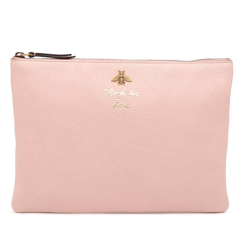 Gucci Leather Blind For Love Clutch Pink Leather Good condition - Front View