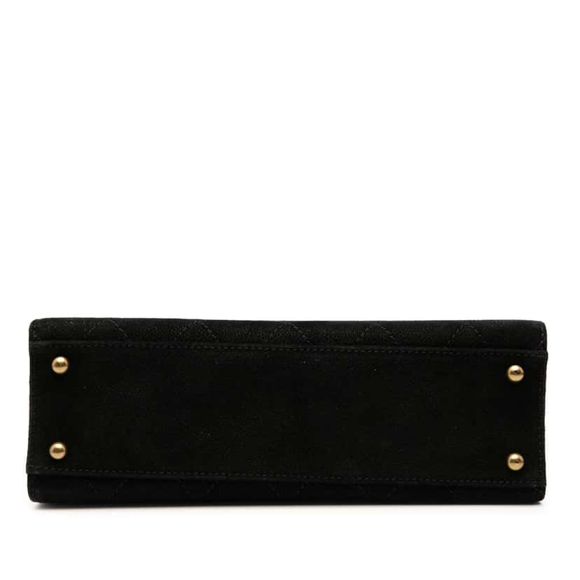 Chanel CC Suede Caviar Stitched Tote Black Leather Good condition - Inside View