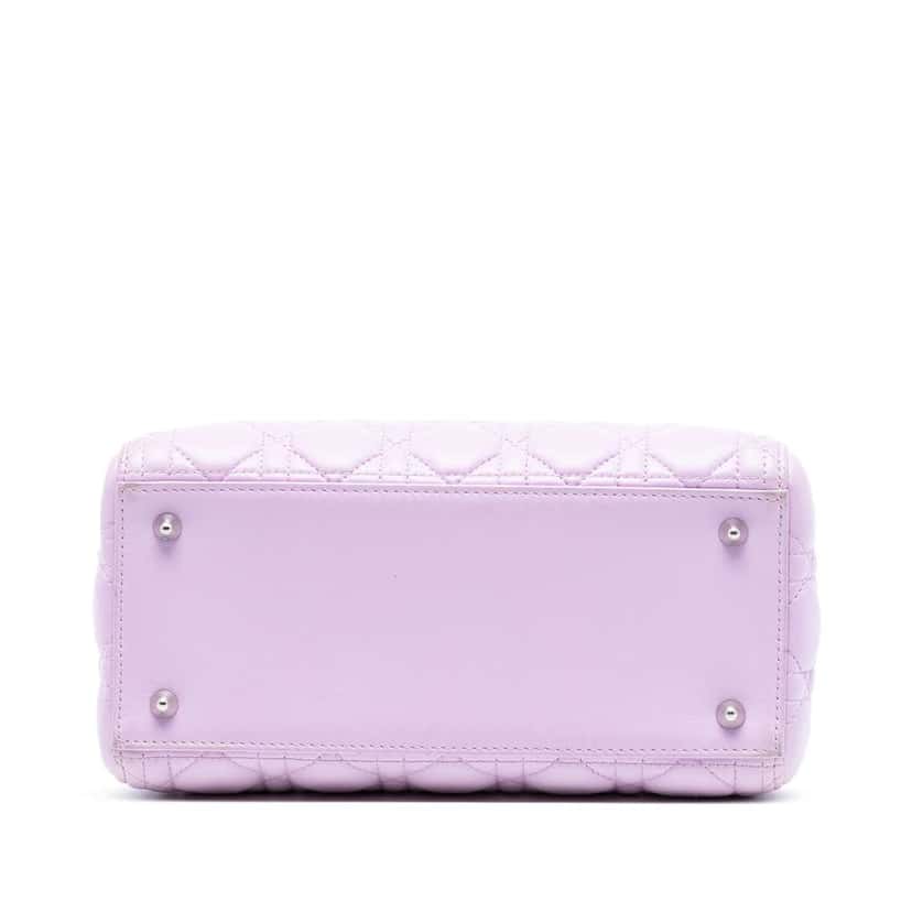 Dior Medium Lambskin Cannage Lady Dior Purple Leather Good condition - Inside View