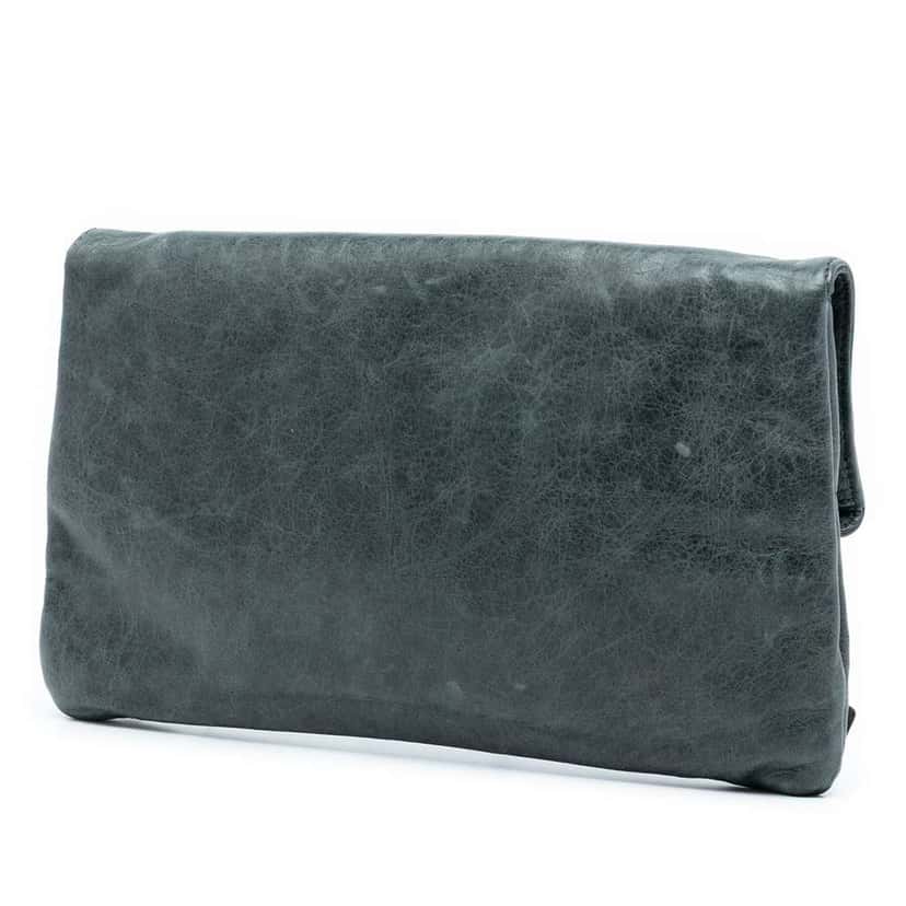 Balenciaga Lambskin Motocross Giant 21 Envelope Clutch Green Leather Good condition - Back View
