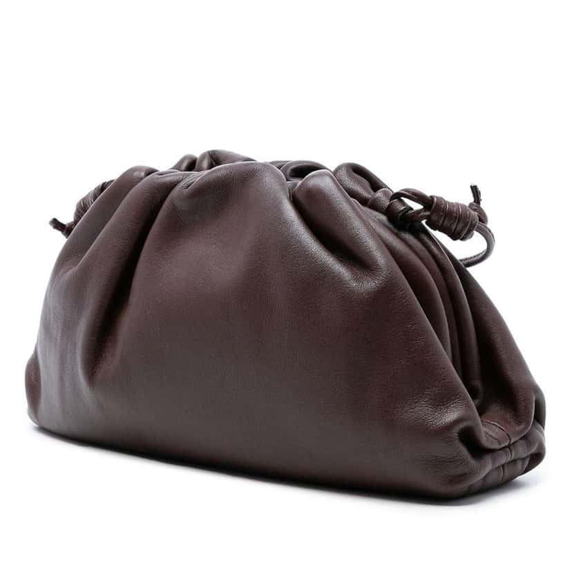 Bottega Veneta Lambskin The Mini Pouch Crossbody Brown Leather Good condition - Back View
