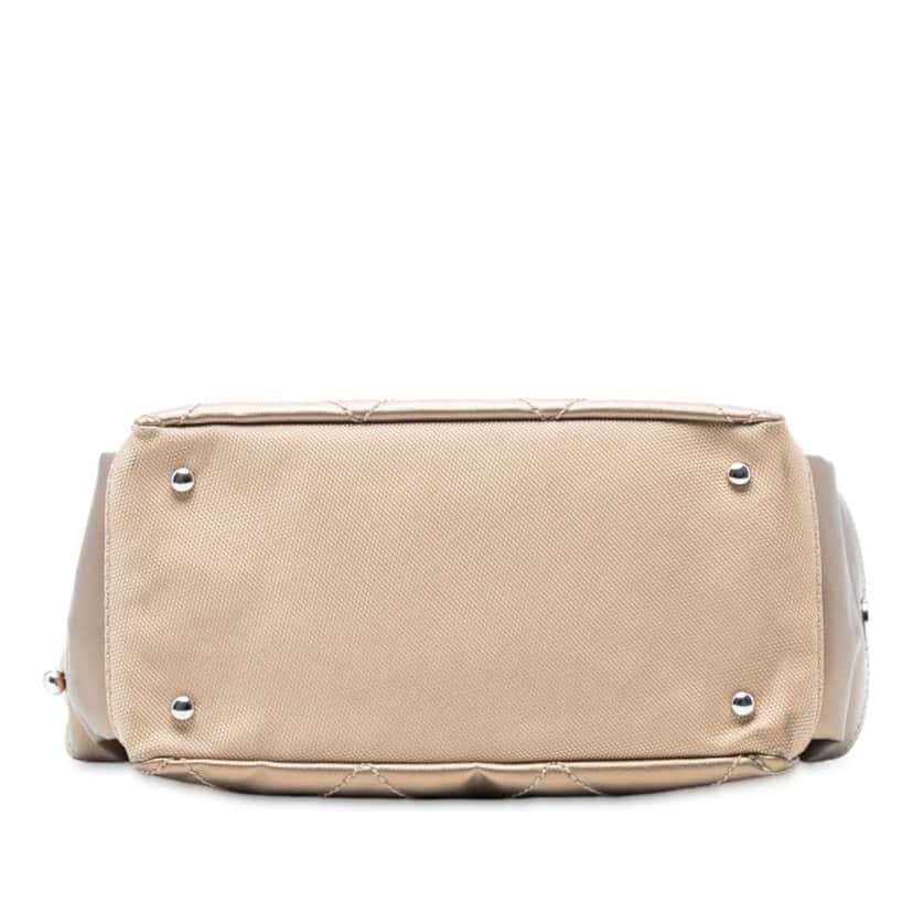 Chanel Paris Biarritz Quilted Coated Canvas Handbag Gold Canvas Very good condition - Inside View