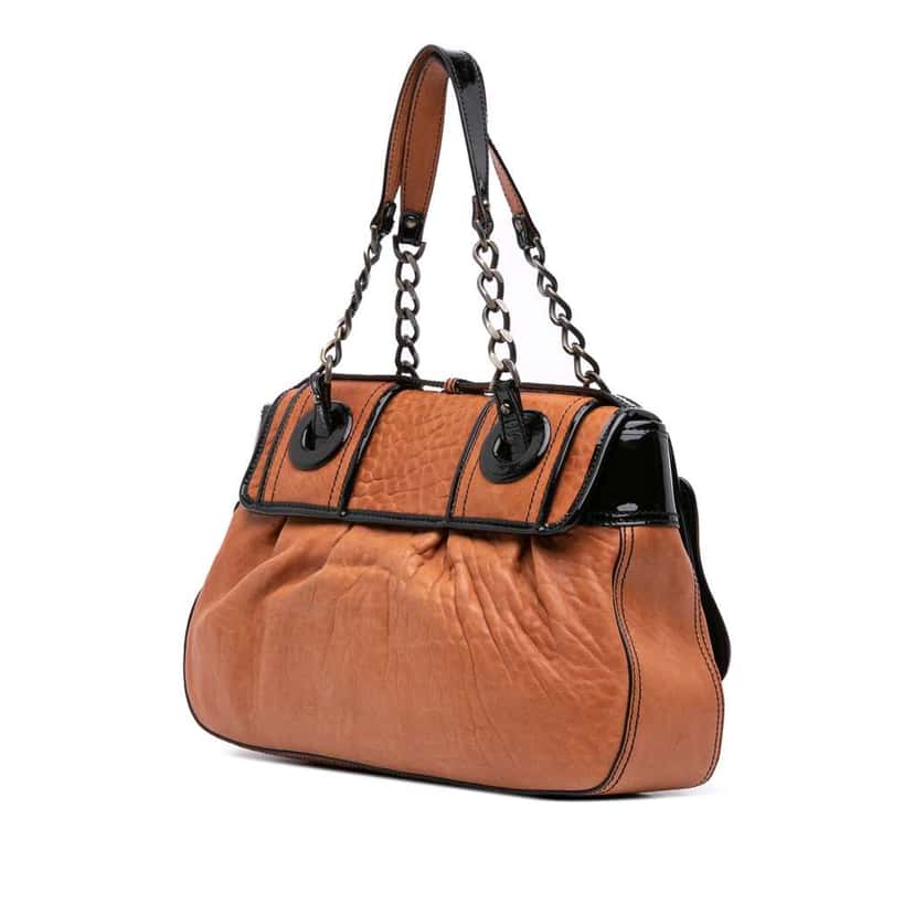 Fendi Medium Leather B Bag Top Handle Bag Brown Leather Good condition - Back View