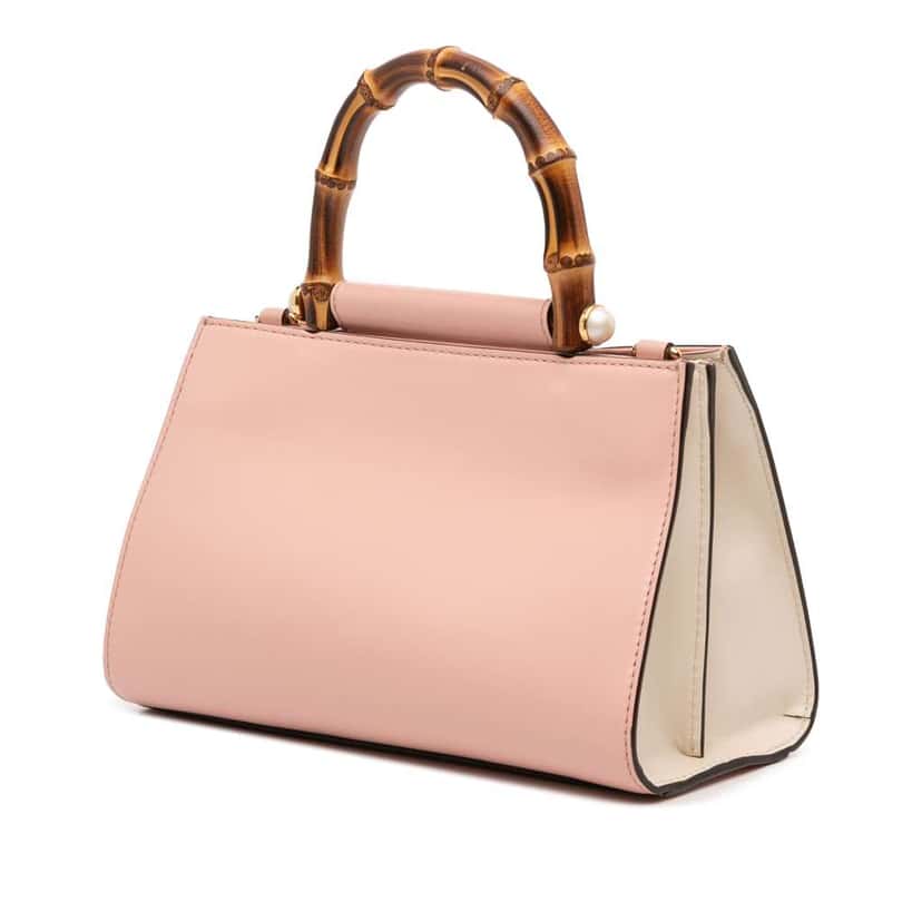 Gucci Mini Leather Bamboo Nymphaea Satchel Pink Leather Good condition - Back View