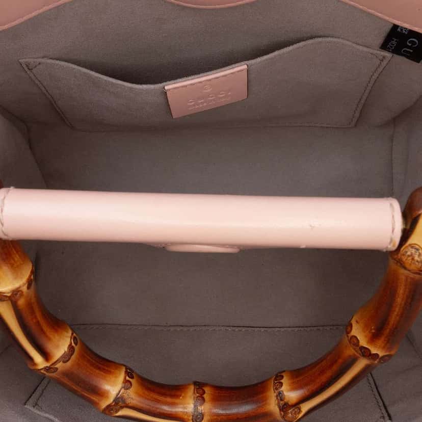 Gucci Mini Leather Bamboo Nymphaea Satchel Pink Leather Good condition - Box View