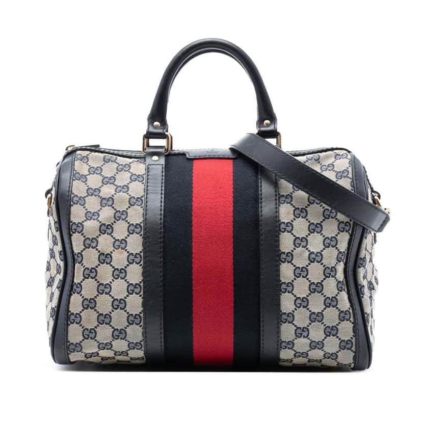 Gucci Medium GG Canvas Web Joy Boston Bag Brown Canvas Good condition - Front View