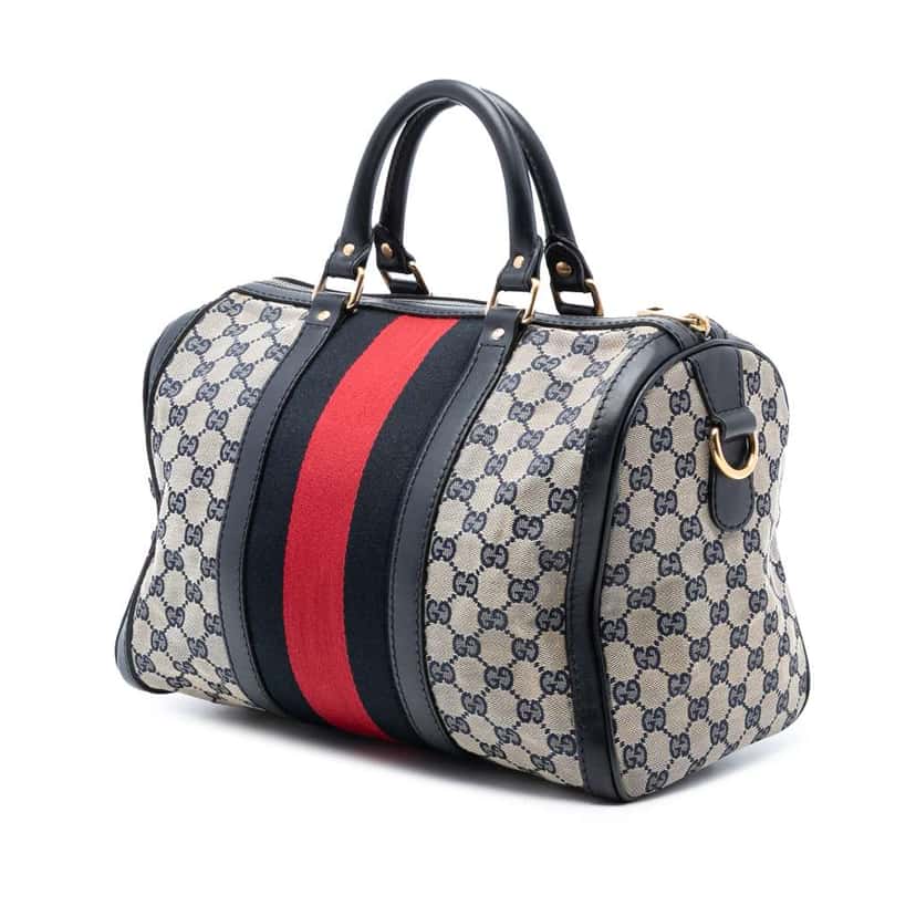 Gucci Medium GG Canvas Web Joy Boston Bag Brown Canvas Good condition - Back View